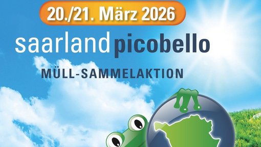Plakat des EVS zum Aufruf Picobello 2026 mit Maskottchen dem Frosch 