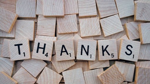 Bild mit dem Schriftzug "Thanks"