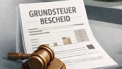 Grundsteuerbescheid mit Richterhammer