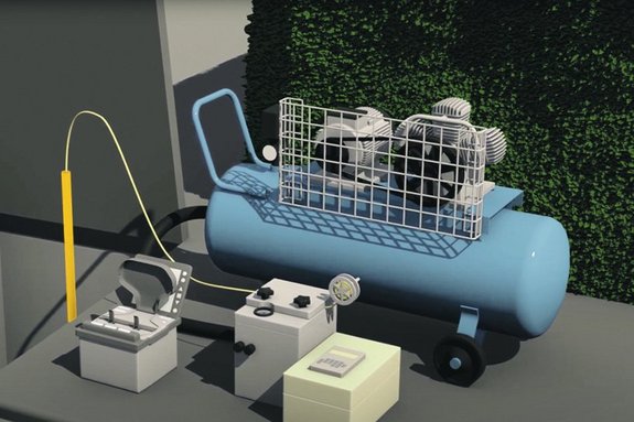 Verschiedenste Geräte, die für die Verlegung von Glasfaser notwendig sind, Messgeräte, Aggregat