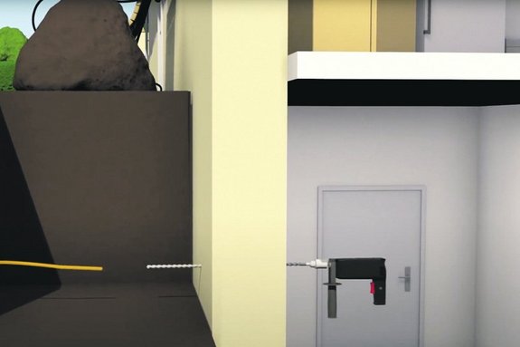 Verlegung Glasfaser durch Hauswand per Bohrmaschine