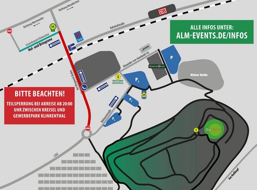 Lageplan und Umleitung während Alm-Event